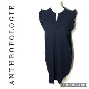 Anthropologie 4our Dreamers Navy Linen Blend Dress